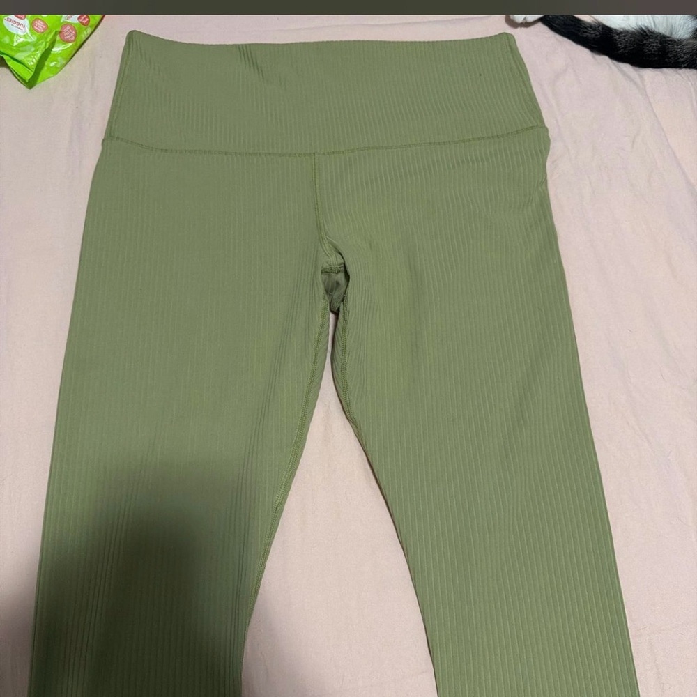 Green Ribbed leggings - Picture 2 of 2